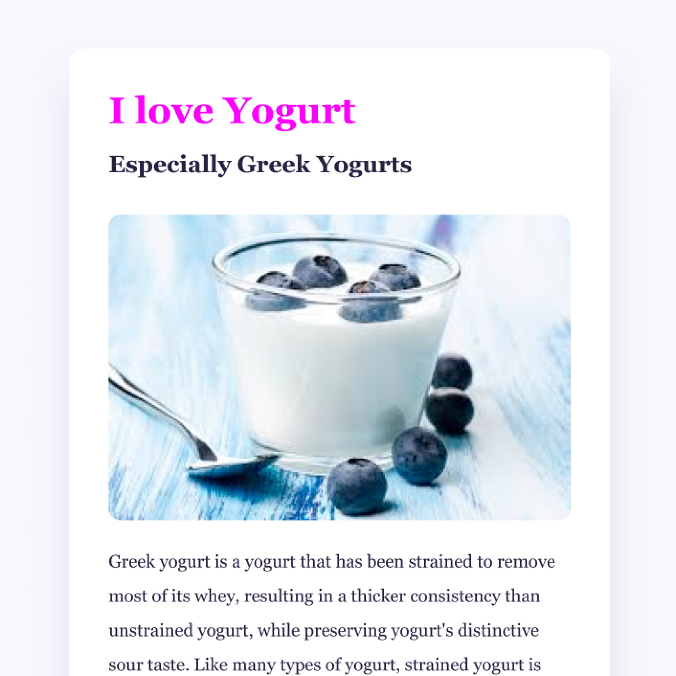 layout for yogurt advert